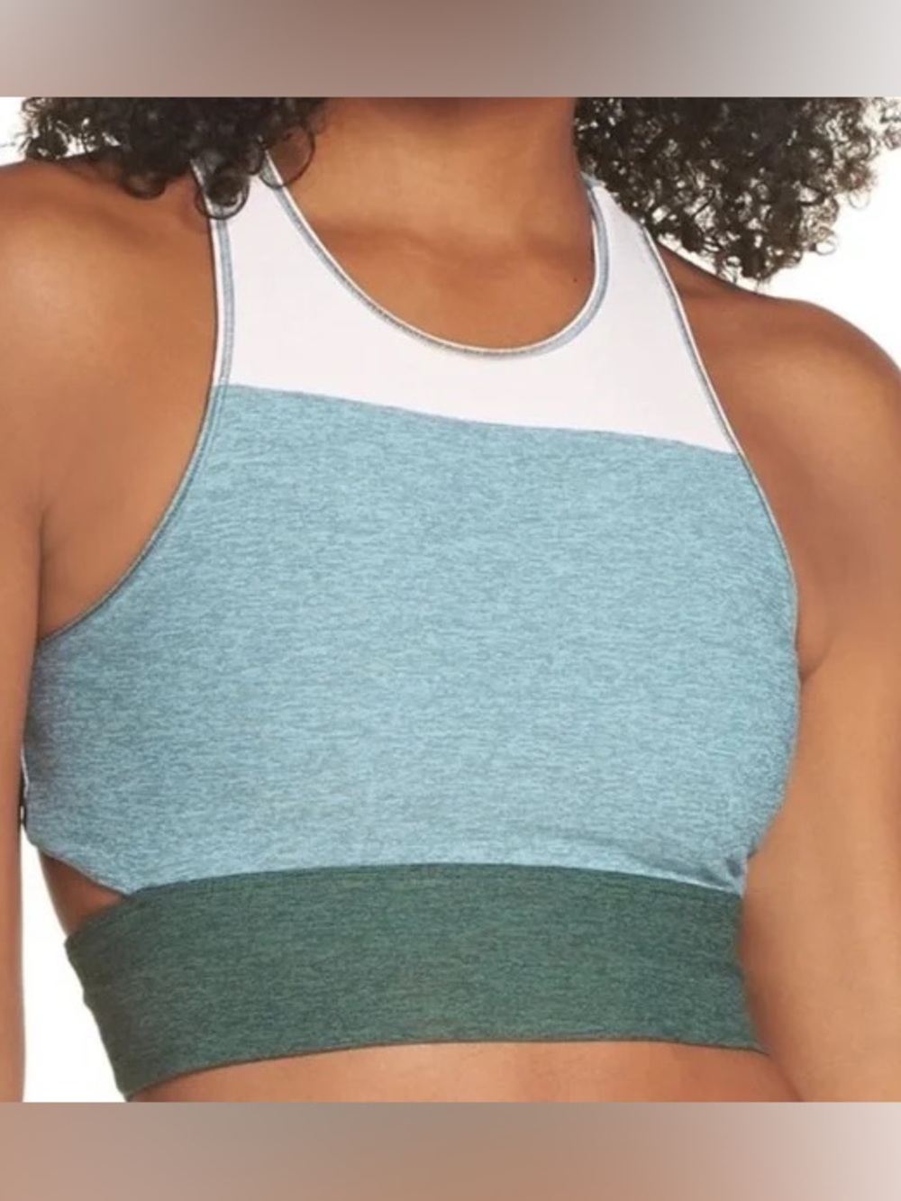 Outdoor Voices Tri Color Slashback Crop Top